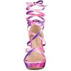 Allegra K Women's Opened Toe Tie Dye Platform Chunky Heel Lace Up Sandals - 2 of 4