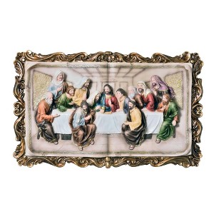 HomeRoots 29" Rustic Gold Polyresin Last Supper Decorative Plaque Sculpture - 1 of 4