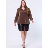 Agnes Orinda Women's Plus Size Glitter Sparkle V Neck Puff Long Sleeve Metallic Party Sequin Blouses - 3 of 4