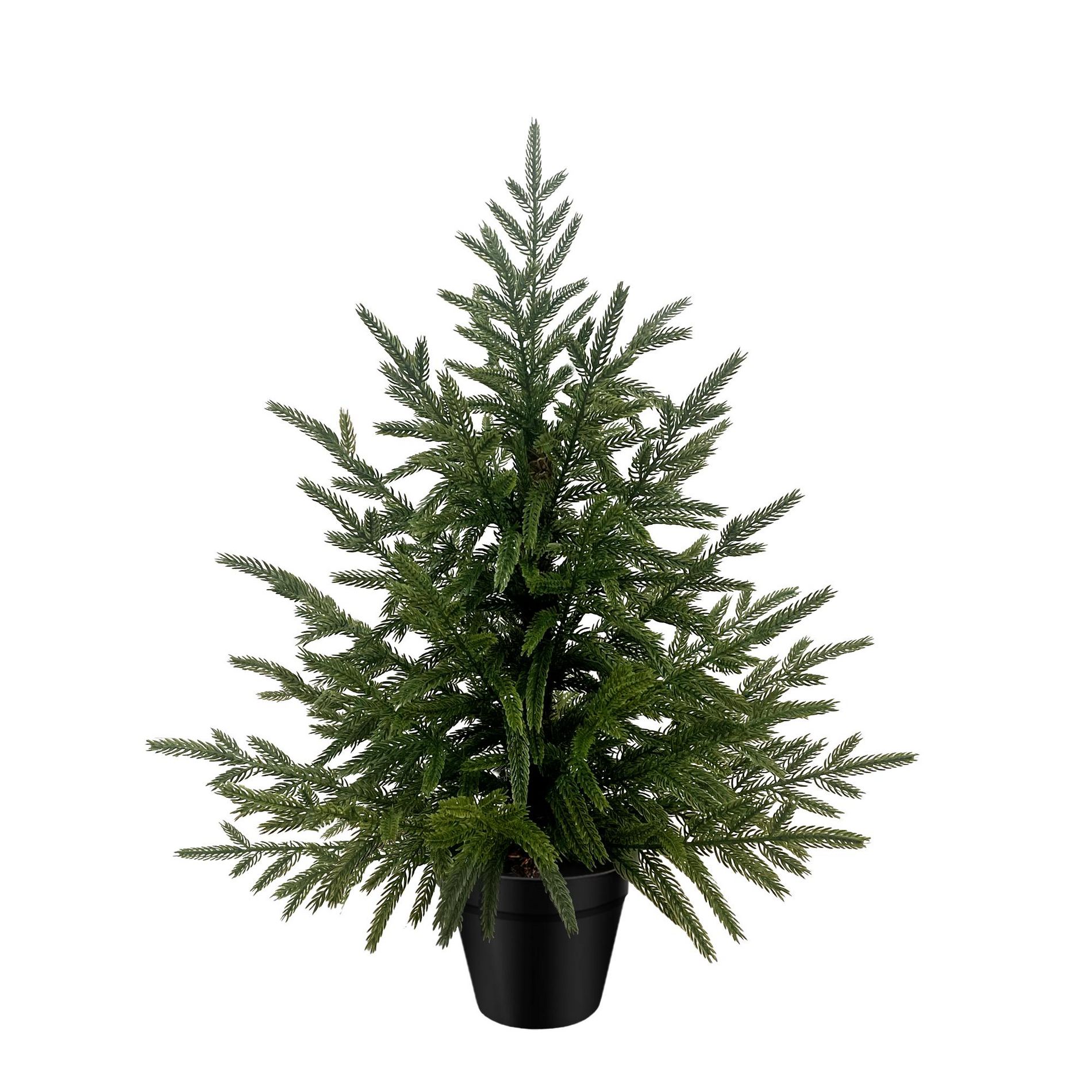 Vitalismo 2/3/4/5/6ft Artificial Norfolk Pine Tree Black Pot Faux Christmas Tree Realistic Fake Tree Indoor Outdoor Xmas Home Decor Set of 1