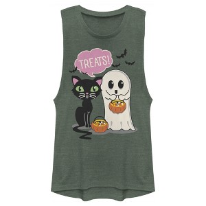 Juniors Womens Lost Gods Halloween Treat Friends Festival Muscle Tee - 1 of 4