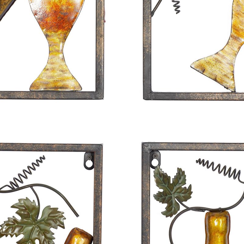 Set of 4 Metal Wine Wall Decors with Grapes Detailing - Olivia &#38; May, 4 of 9