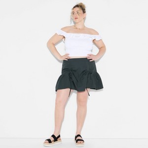 Women's Poplin Ruched Mini A-Line Skirt - Wild Fable™ - 1 of 3