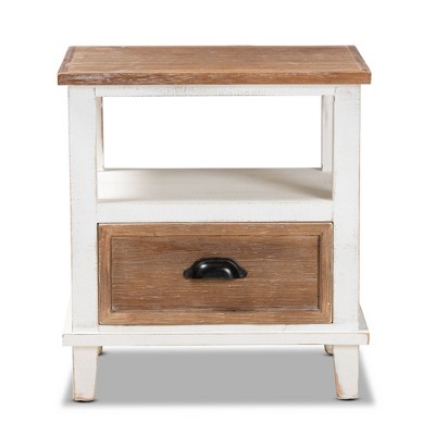 Glynn Rustic White and Oak Brown 1-Drawer Nightstand