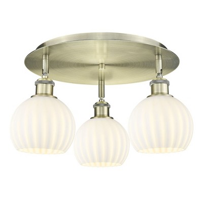White Venetian - 3 Light Flush Mount In Modern Style-9 Inches Tall and 17.75 Inches Wide
