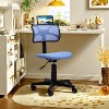FurnituureR Desk Chair Low-Back, Mesh Study Task Chair Armless Ergonomic Swivel Adjustable Rolling Seating for Home Office Bedroom Study, Blue - 4 of 4