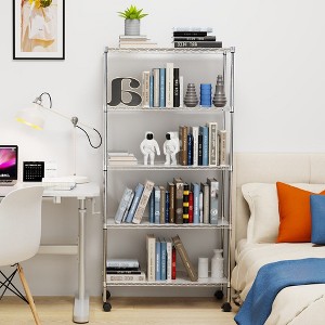 2 Pack 5 Tier Shelf Wire Shelving Unit, NSF Heavy Duty Wire Shelf Metal Large Storage Shelves Height Adjustable Utility - 1 of 4