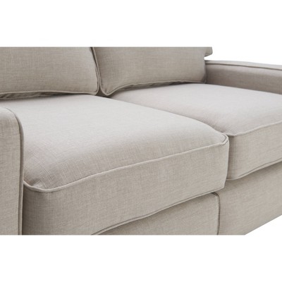 Light Gray Linen Track Arm Sofa with Removable Cushions