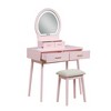 NicBex 31.5" Makeup Vanity Desk with Mirror and Stool,Retro Makeup Table with Storage Drawers for Bedroom,Pink - 4 of 4