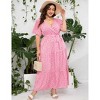 BLUEMING Summer Maxi Dress for Plus Size Women Tie Wasit Surplice Dress Flutter Sleeve A-Line Dress - 4 of 4