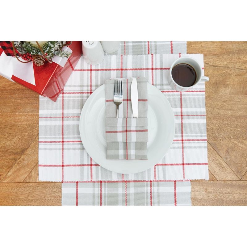 C&F Home Sentiment Red White and Gray Plaid Woven Napkin Set of 6, 2 of 4