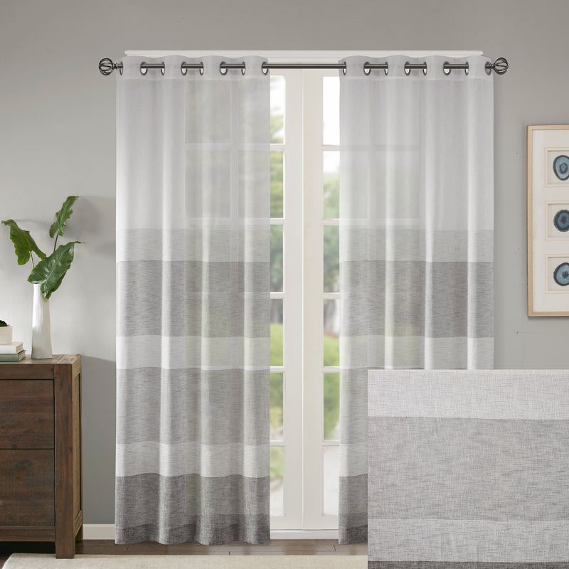 Jacey Woven Striped Sheer Window Panel, 4 of 9