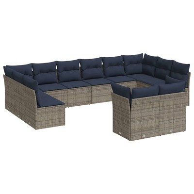 vidaXL Patio Sofa Set Modular Garden Sofa Set Rectangular Modern - Beige and Gray Without Table