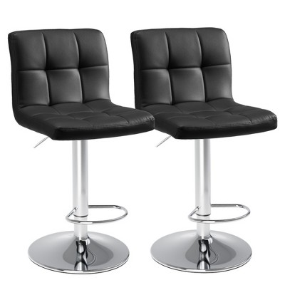 Grungis PU Leather Bar Stools Set of 4,Counter Stools with Metal Legs and Footrest,Armless Dining Chairs for Kitchen