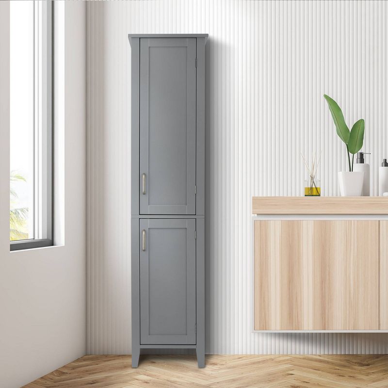 Mercer Mid Century Modern Wooden Linen Tower Cabinet Gray - Elegant Home Fashions, 3 of 12
