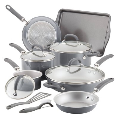 15PCS COOKLOVER GREY SQUARE MARBLE NONSTICK QUALITY COOKWARE SET.