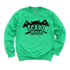 Simply Sage Market Women's Graphic Sweatshirt Scary Mode Bat - 1 of 4