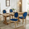 VYNXARIA French  Solid Wood Dining Chair,  Antique Painting, Velvet artificial leather Dining Chair ,Steel Spring inner, Set of 2,Blue - 3 of 4