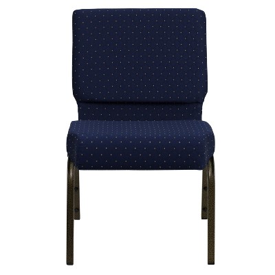 Navy Blue Fabric and Gold Steel Stacking Chair