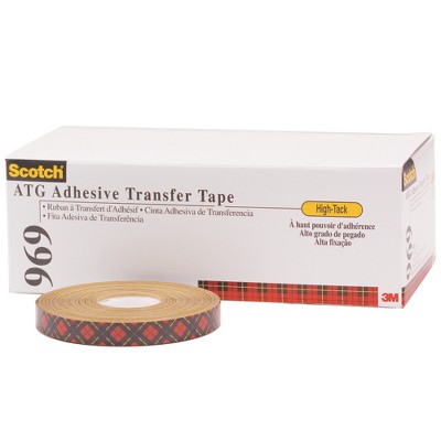 Scotch 3M 969 Adhesive Transfer Tape 5.0 Mil 1/2" x 18 yds. Clear 6/Case T9639696PK