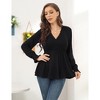 Clearlove Womens Embroidered V Neck Blouse Long Sleeve Shirts Peplum Waist Tops with Poet Sleeve - Black,X Large - 3 of 4