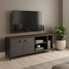 HomeRoots 60" Brown And Gray Distressed Reclaimed Wood Enclosed and Open Storage TV Stand - 2 of 4