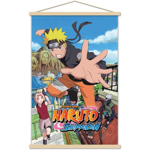 Trends International Naruto Shippuden Jump Premium Framed Wall Poster Prints Beechwood Hanger Bundle 22 375 X 34 Target
