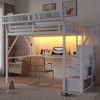 Racxily Loft Bed with Desk and Charging Station, Metal Loft Bed with Stairs and Light for Kids Teens - 2 of 4