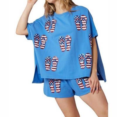 Women's America and Flip Flops Sequin Top - FANTASTIC FAWN