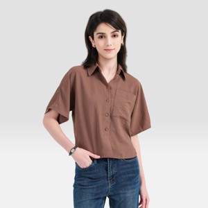 Camisa de Manga Corta Corta y Evasé para Mujer - A New Day™