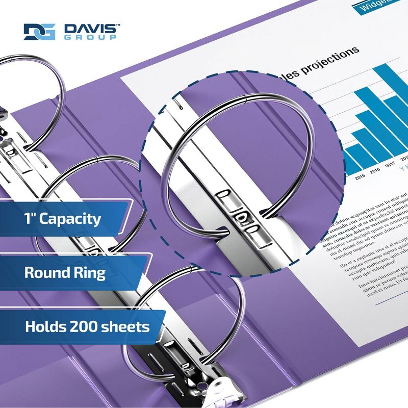 Davis Group 6pk 1&#34; Premium Economy Round Ring Binders Purple, 3 of 9