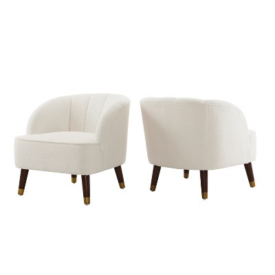 Christopher Knight Home Connor Contemporary Barrel Club Chair with Wooden Legs, 28" x 28"（Set of 2)