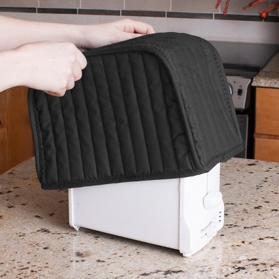 Black Quilted Polyester and Cotton Two-Slice Toaster Cover