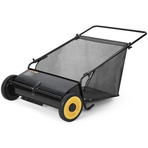 26-Inch Push Lawn Sweeper, Grass, Lawn and Leaf Cleanup Collector with Large 7 cu. ft. Hopper Bag, and Dual Spinning Brushes - 1 of 4