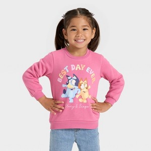 Toddler Girls' Bluey Bingo "Best Day Ever" Fleece Sweatshirt - Pink - 1 of 4