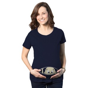 Maternity Baby Peeking T Shirt Funny Pregnancy Tee For Expecting Mothers - Crazy Dog Maternity T Shirt - 1 of 4
