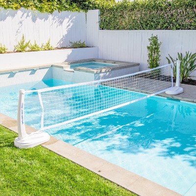 White Durable Pool Volleyball Net Set with Water Volleyballs and Pump