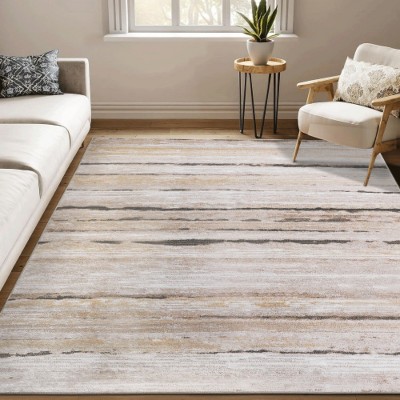 LunaLulinlk 8X10 Brown /Striped Non-Shedding Stylish and Stain Resistant Area Rug