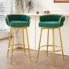 TiramisuBest Set of 2,31" Swivel Bar Stools, Hand-Woven Backrest with Gold Metal Legs, Upholstered Counter Chairs with Footrest for Kitchen(Blue) - 2 of 4