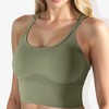 Anna-Kaci Active Women's Scoop Neck Cropped Rib Knit Seamless Criss Cross Back Sports Bra - 4 of 4