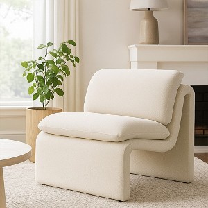 Royal Hampton Accent Chair, Curved Open Base, Armless Modern Ivory Boucle - 1 of 1
