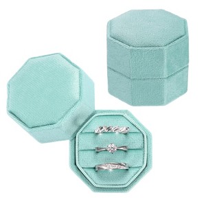 Unique Bargains Vintage Velvet Octagonal 3 Slots Jewelry Storage Boxes 2 Pcs - 1 of 4