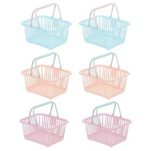 Unique Bargains Plastic Grocery Shopping Toy Organizing Mini Decorative Baskets 6.3" x 3.5" x 5.1" 6 Pcs - 1 of 4