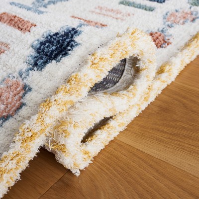 Ivory and Multicolor Hand-Knotted Wool Area Rug 4' x 6'