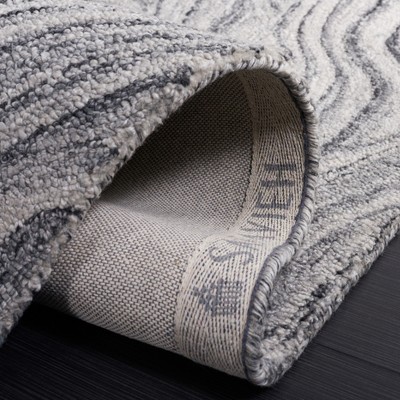 Handmade Tufted Dark Grey and Black Abstract Wool Rug