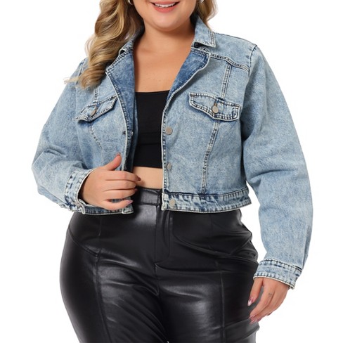 Agnes Orinda Women's Plus Size Classic Washed Front Frayed Denim Jacket :  : Clothing, Shoes & Accessories