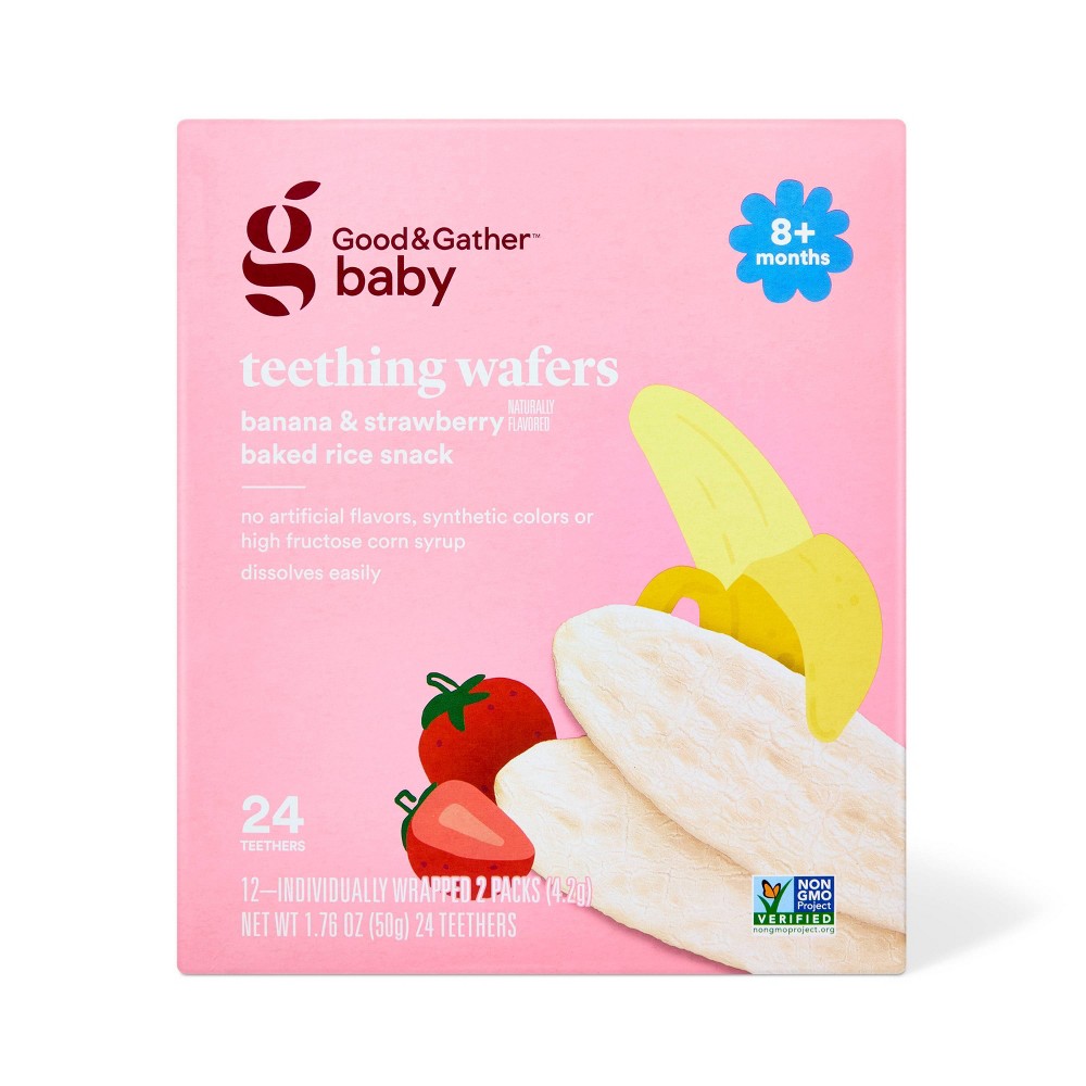 Banana Strawberry Teething Wafers Baby Snacks - 1.76oz/12pk - Good & Gather™