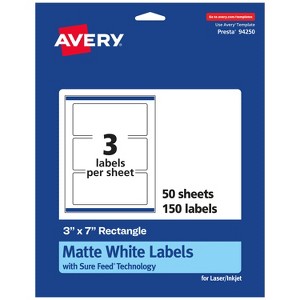Avery Matte White Rectangle Labels, 3" x 7" - 1 of 4