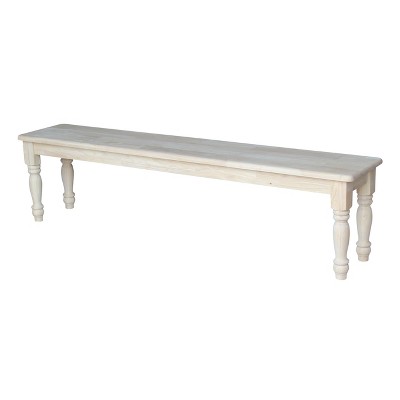 72" Shaker Style Bench with Turned Legs Unfinished - International Concepts