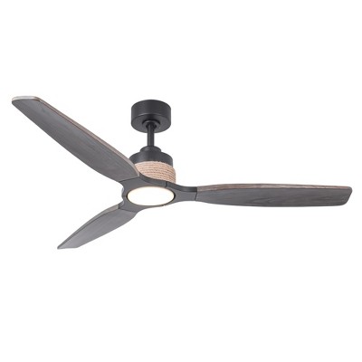 Parrot Uncle 56" Black Farmhouse LED Ceiling Fan with Remote and Light